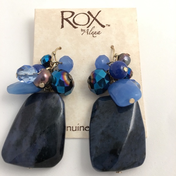 ROX by Alexa Blue Genuine Gemstone Earrings - Picture 3 of 5